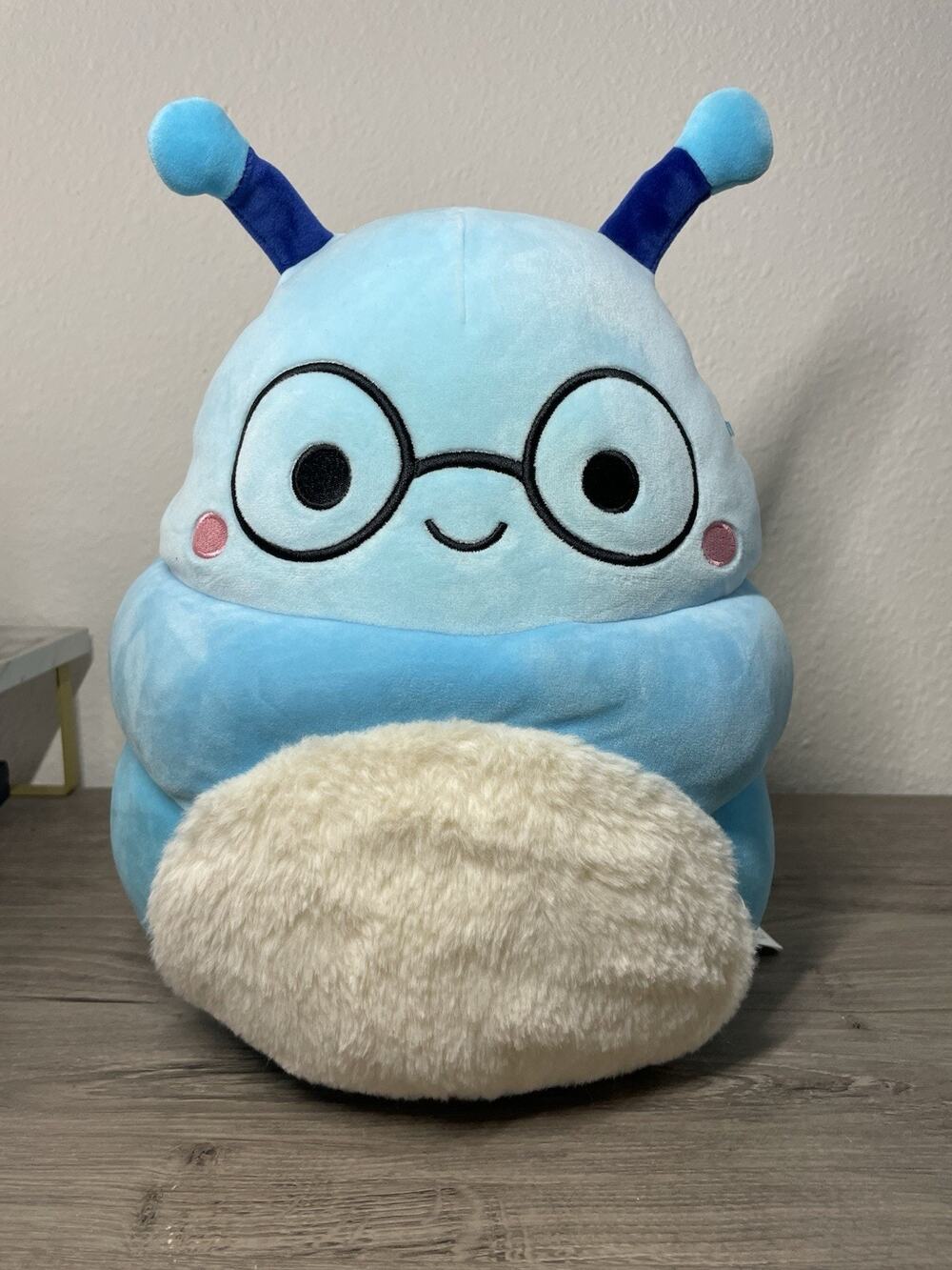 Squishmallow 11" Cordelia the Blue Caterpillar (or Bookworm) w Glasses